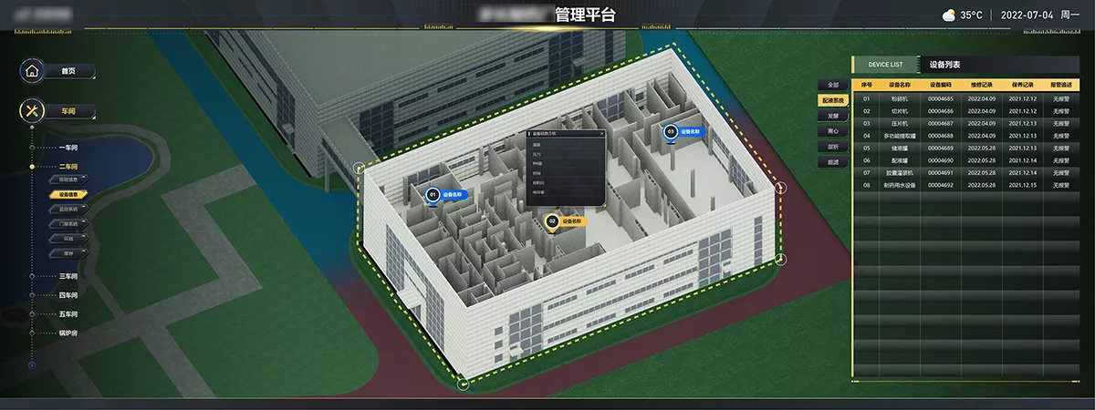某知名制药企业四川厂区数智化管理平台